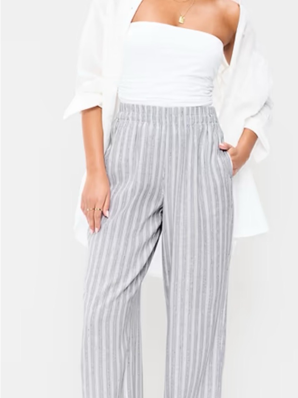 Women's Striped Wide-Leg Pants